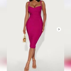 Fashion Nova Bandage Fuchsia Midi Dress